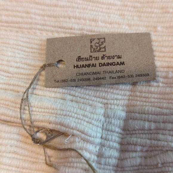 Huanfai Daing Square Cushion Pillow Covers Beige Handmade Thailand Boho 18.5" - Picture 6 of 6